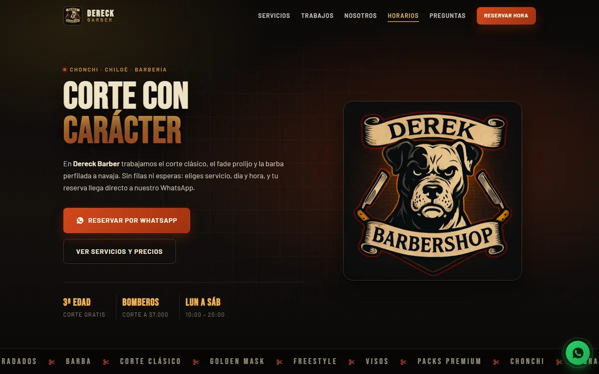 Portada del sitio de Dereck Barber
