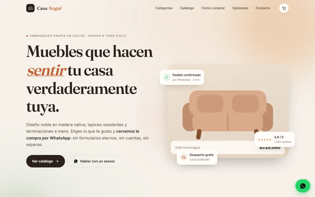Portada del sitio de Casa Nogal