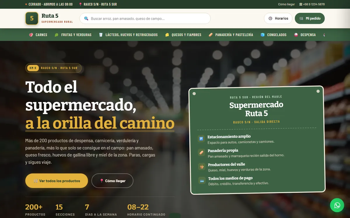 Portada del sitio del Supermercado Ruta 5